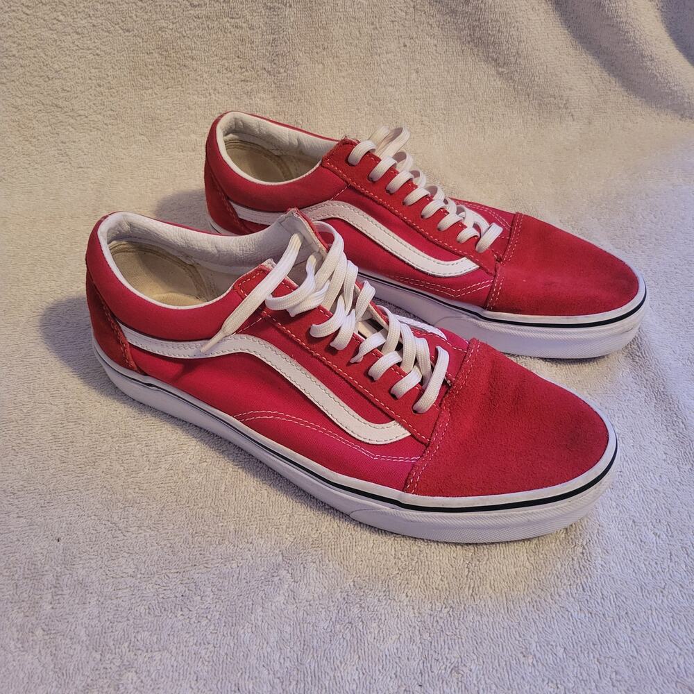 Vans Off The Wall Old Skool Sk8 Low Top Red White Suede Canvas MENS 10 Sneakers